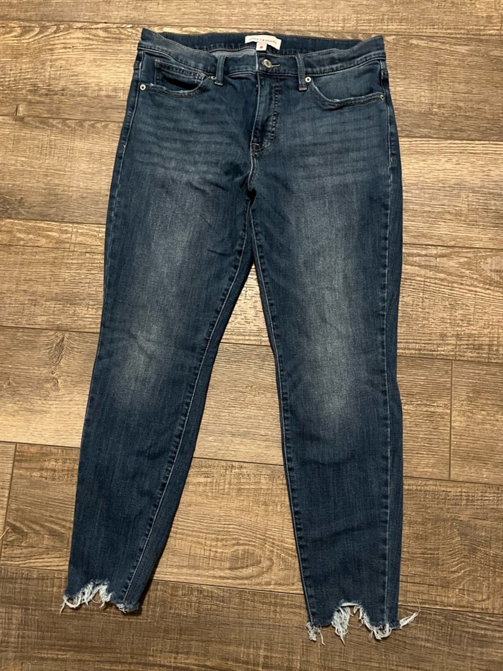 Lucky Brand Ava Midrise Dark Blue Skinny Ankle Frayed-Hem Jeans